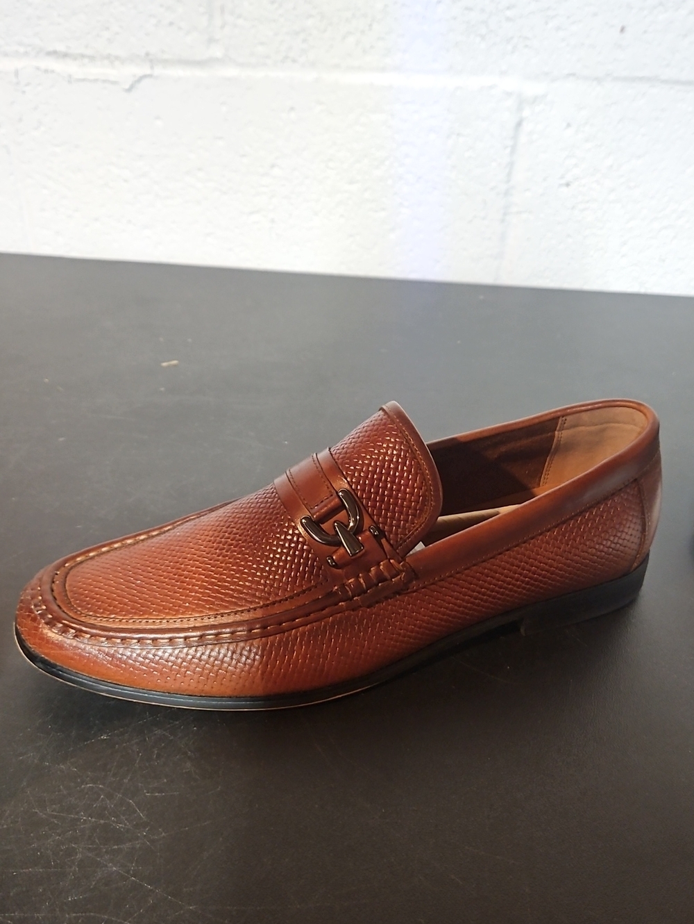 Steve Madden Men's Tan/Brown Textured Leather Bit Loafer